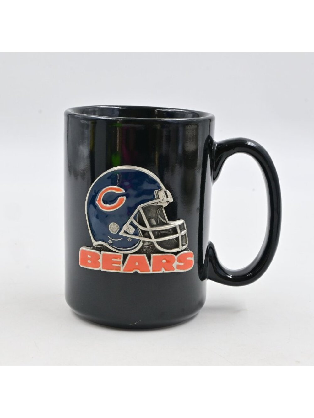 NFL Chicago Bears Mug Black Ceramic Pewter Helmet Logo